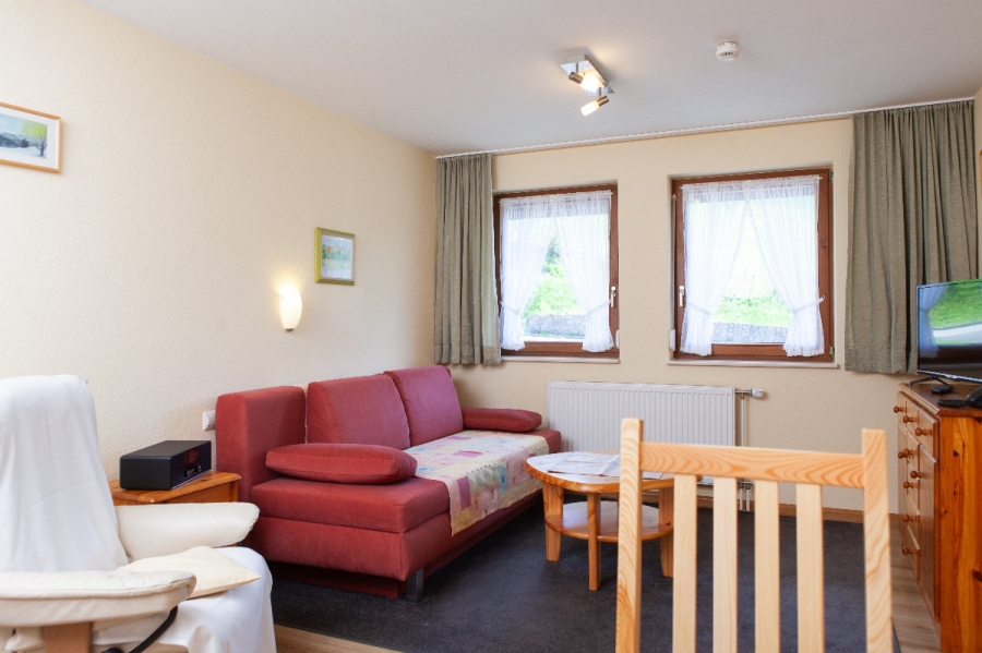 Wohnbereich, Sofa, Fernseher, Ferienwohnung, Ferienhaus, Schwarzwald, Haus Keller Ferienwohnungen